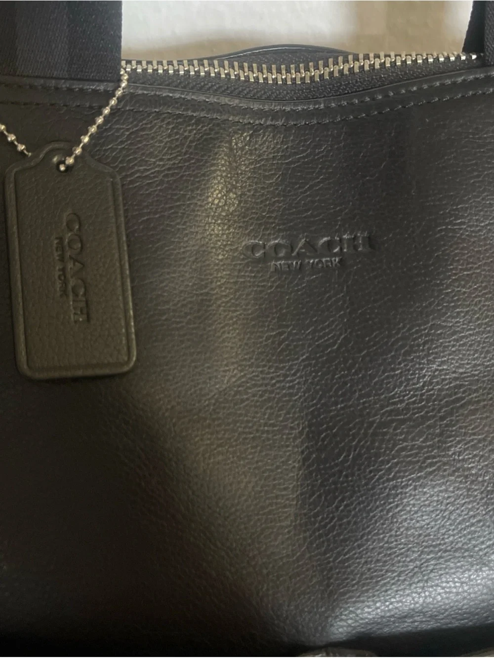 COACH LEATHER CHARLES FOLDOVER TOTE BAG UNISEX  BLACK - Picture 4 of 16